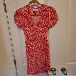 & Other Stories Short Sleeve Red Printed Wrap Dress, Size 2